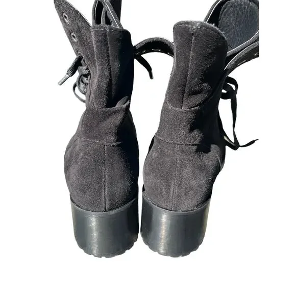 275 Central BLK Suede Leather Combat Lace Up Boots - Picture 4 of 8